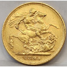AUSTRALIA 1894 . ONE 1 SOVEREIGN . SYDNEY . GOLD
